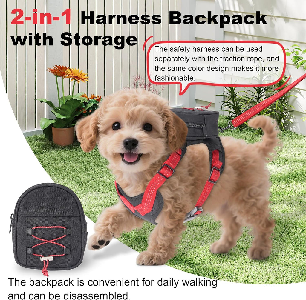 Detachable pet travel bag assembly displaying the built-in poop bag dispenser slot.