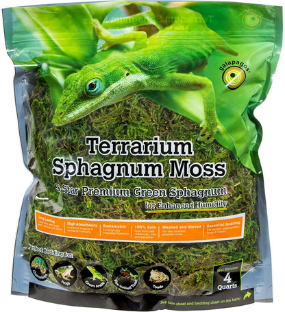 Galapagos Terrarium Green Sphagnum Moss four quart bag front view packaging