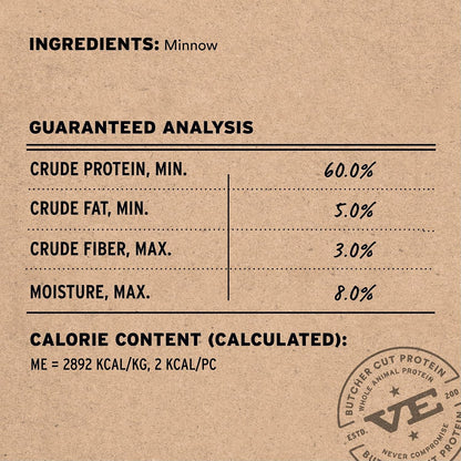Vital Essentials freeze dried raw dog treats close up texture of whole fish