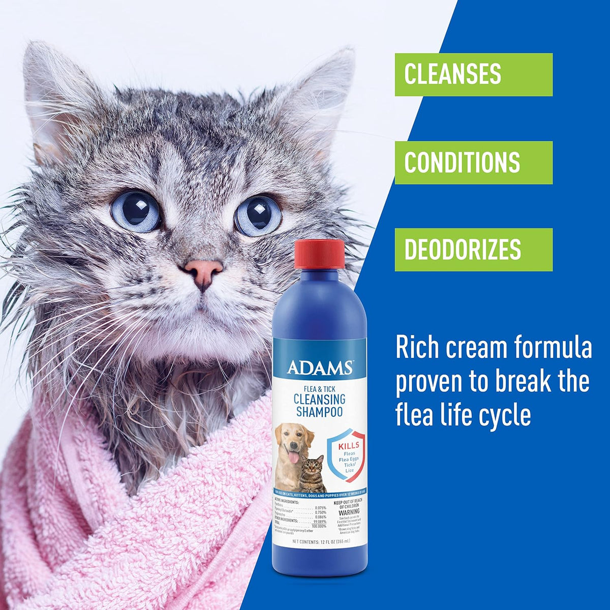 Adams flea and tick cleansing lather formula for cats