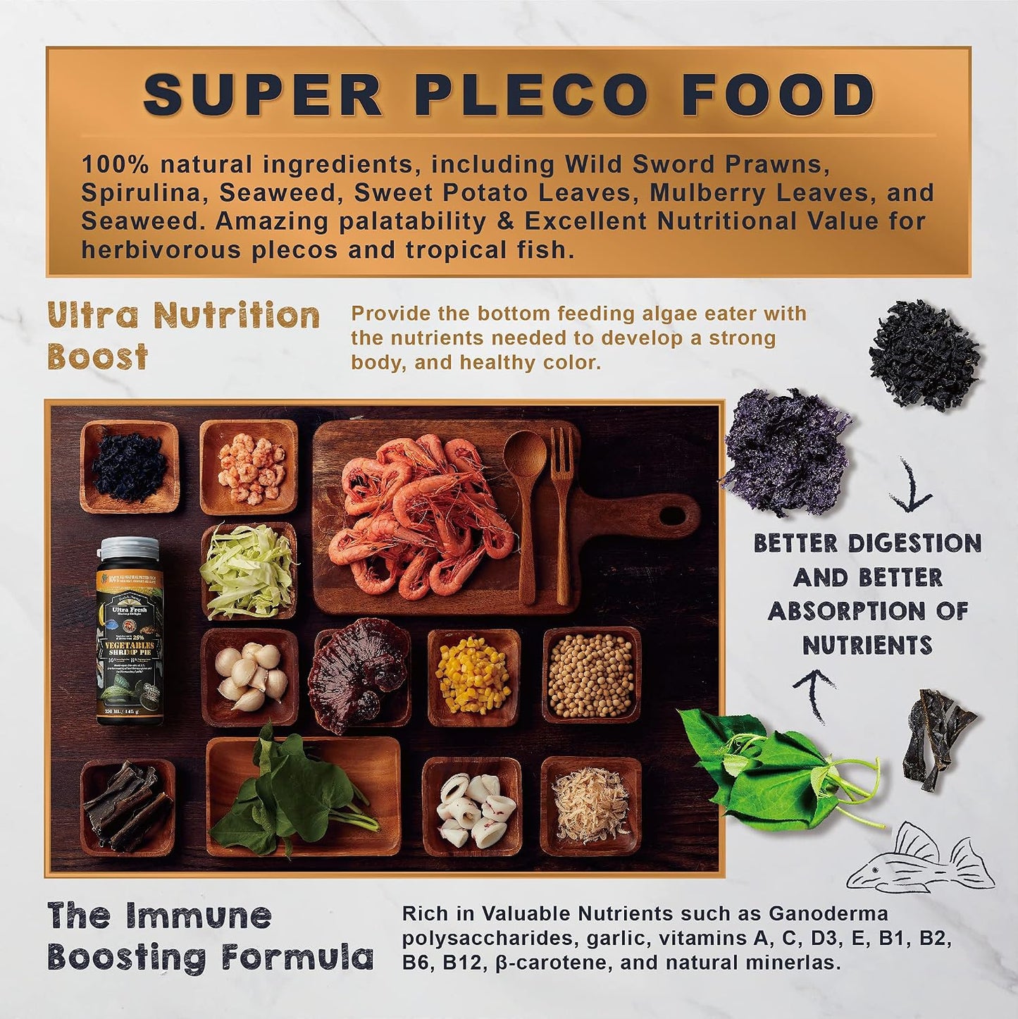 Ultra Fresh aquarium fish food nutritional facts and ingredients label