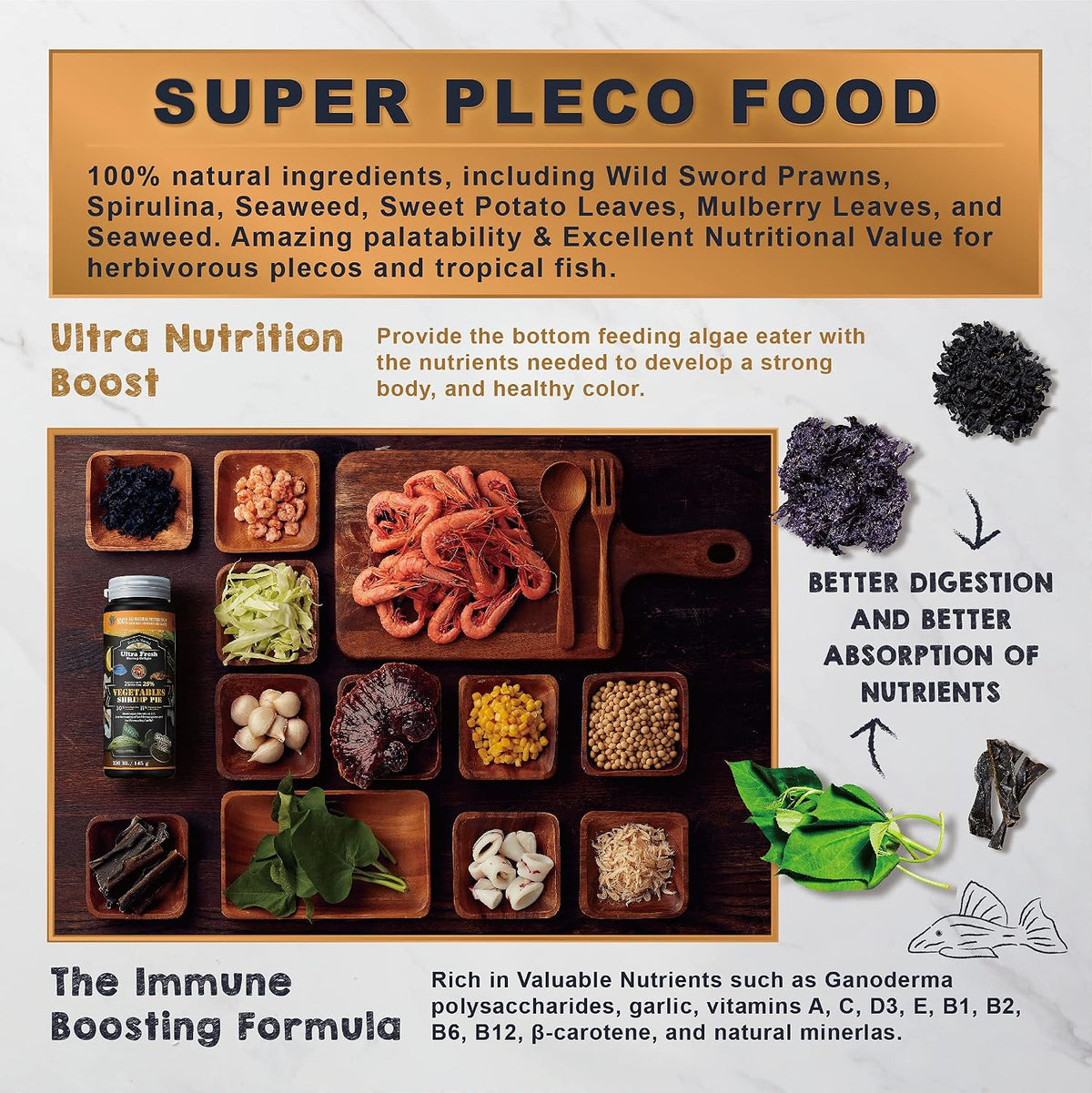 Ultra Fresh pleco food pellet size and shape