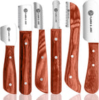FLAMIA & JABZ FJ Professional Stripping Knife kit (6 pieces set) for Dogs & Pets, Wooden Handle Grip with Stainless Steel Blade (Right handed) (Blue) - Image 14