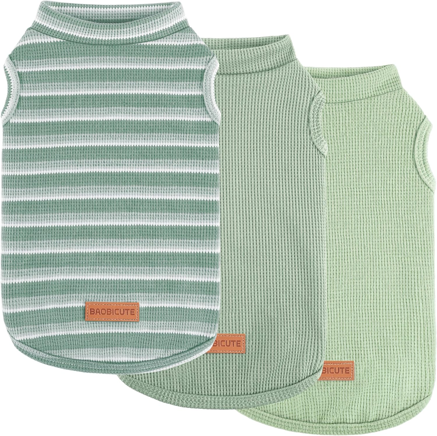 Baobicute 3 Pack Waffle Knit Dog Shirts front view