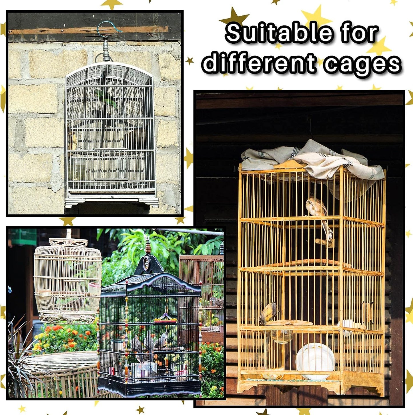 Large bird cage net cover protecting home floors from scattered feathers and pet debris.