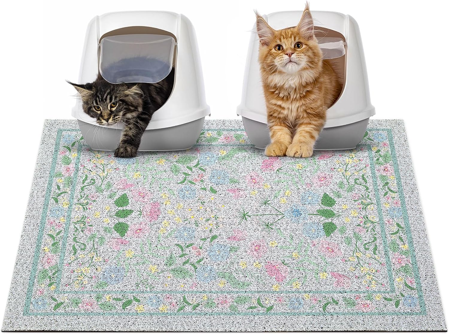 Glittme Cat Litter Mat with Non-Slip Bottom Litter Box Mat 33"X22" Litter Trapping Mat Easy to Clean Washable Cat Food Mat for Kitty,L - Image 10