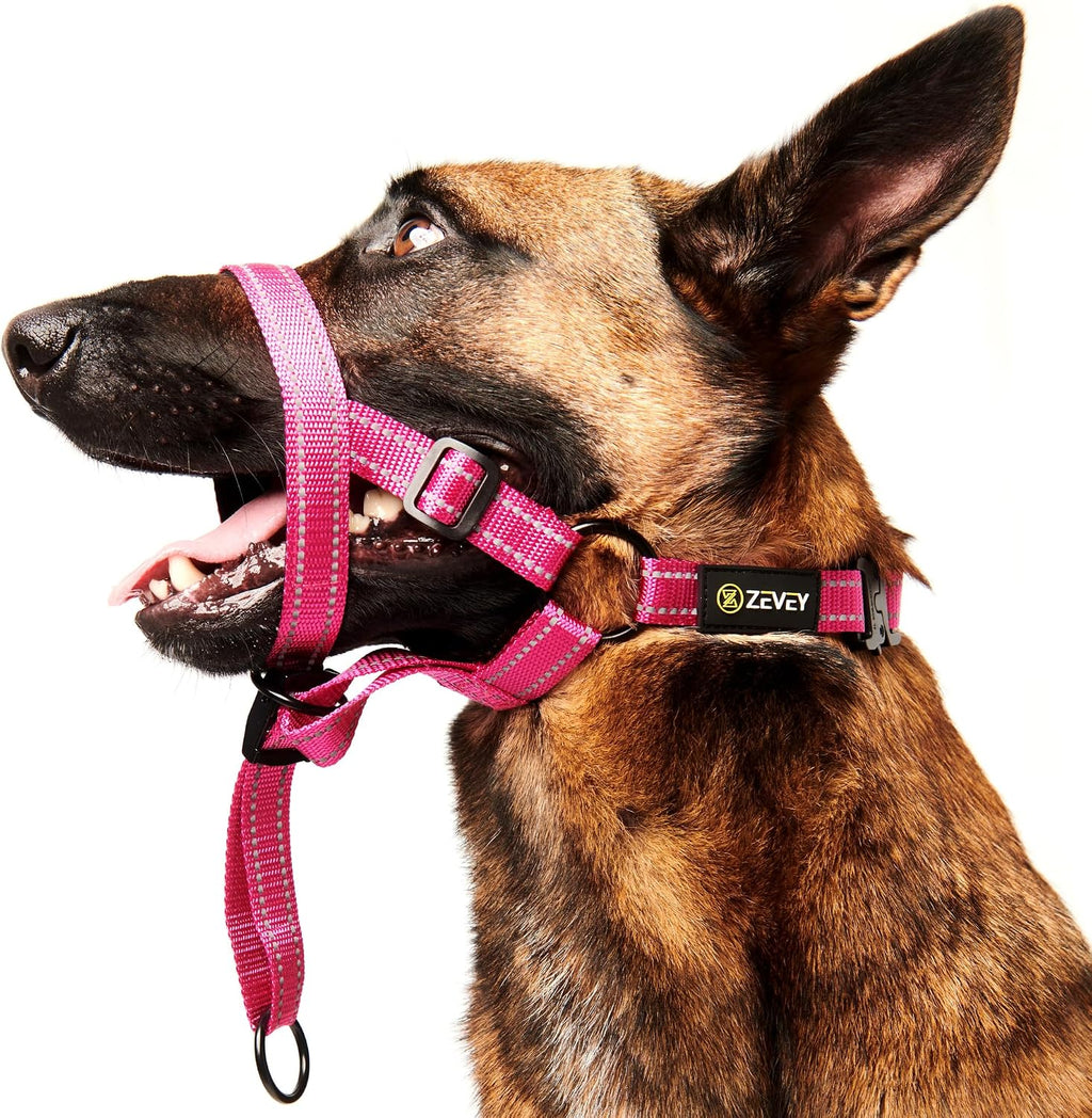 ZEVEY padded no pull dog muzzle harness showing reflective stitching details