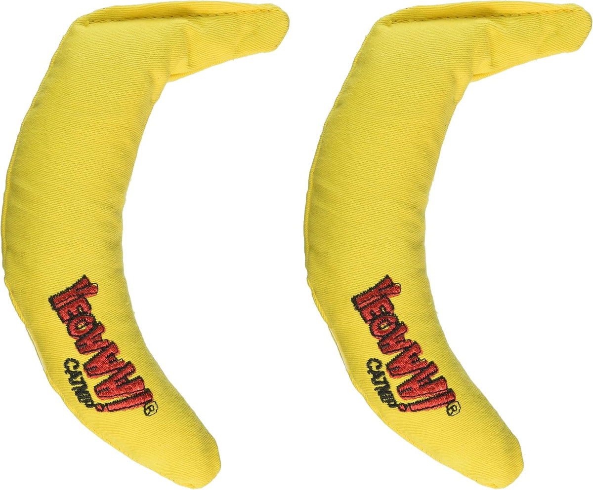 Yeowww Yellow Banana Catnip Toy close up texture detail