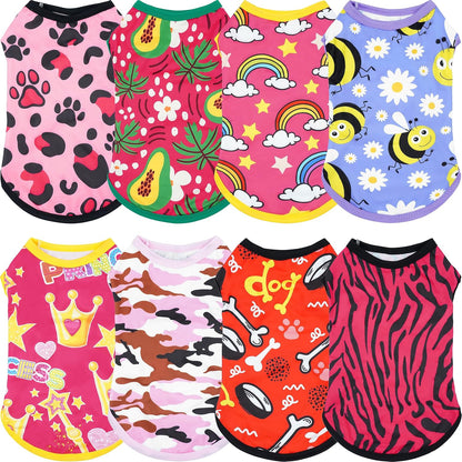 Various sizes of JpGdn dog shirts for puppies and cats