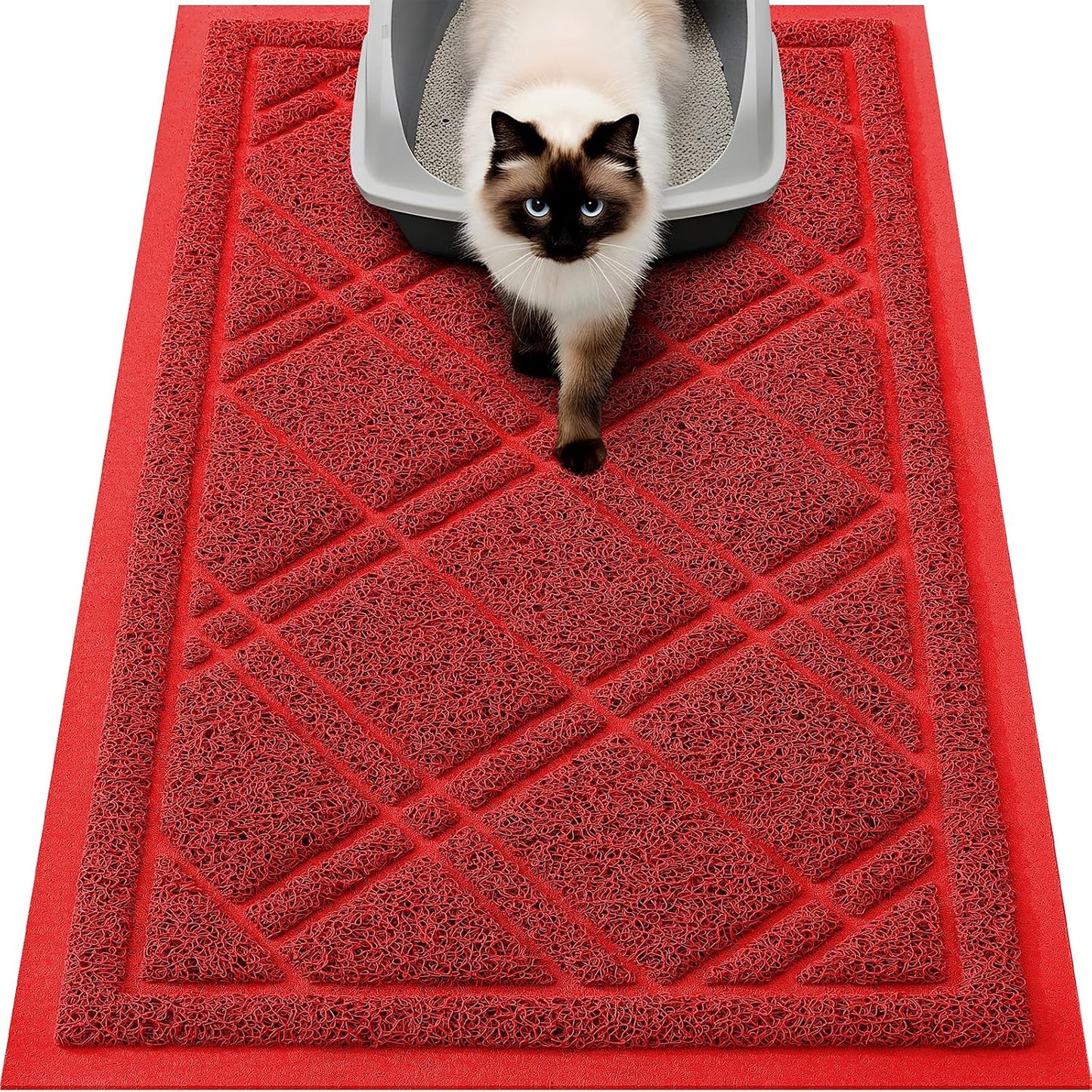 Smiry Cat Litter Box Mat 30x17, Non-Slip Water Resistant Litter Trapping Mat, Easy Clean Less Waste and Urine-Locking Cat Carpet for Indoor, Grey - Image 14