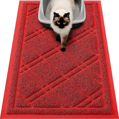 Smiry Cat Litter Box Mat 30x17, Non-Slip Water Resistant Litter Trapping Mat, Easy Clean Less Waste and Urine-Locking Cat Carpet for Indoor, Grey - Image 14