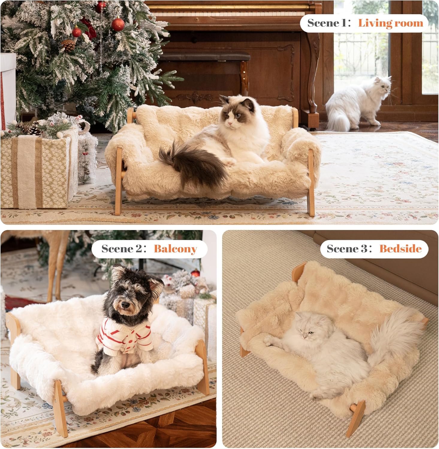 Cheerhome Pets cat couch bed showing washable cushion detail