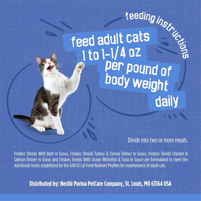 Purina Friskies Wet Cat Food Variety Pack, Shreds With Beef, Turkey and Cheese Dinner, Chicken and Salmon Dinner, and With Ocean Whitefish and Tuna - (Pack of 40) 5.5 oz. Cans - Image 11