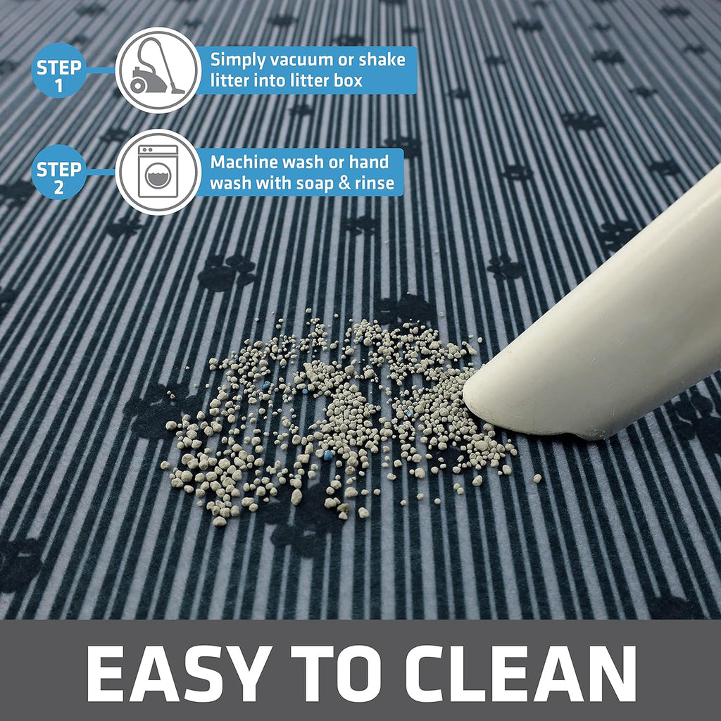 Drymate cat litter mat placed underneath a standard litter box.