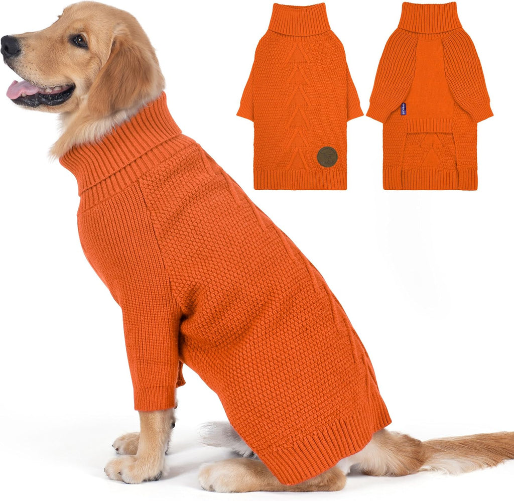 cyeollo Dog Sweaters for Small Dogs Boy, Pullover Turtleneck for Dogs Male, Knitted Doggy Fall Winter Warm Cold Weather Dog Clothes Apparel with Sleeves, Navy L - Image 15