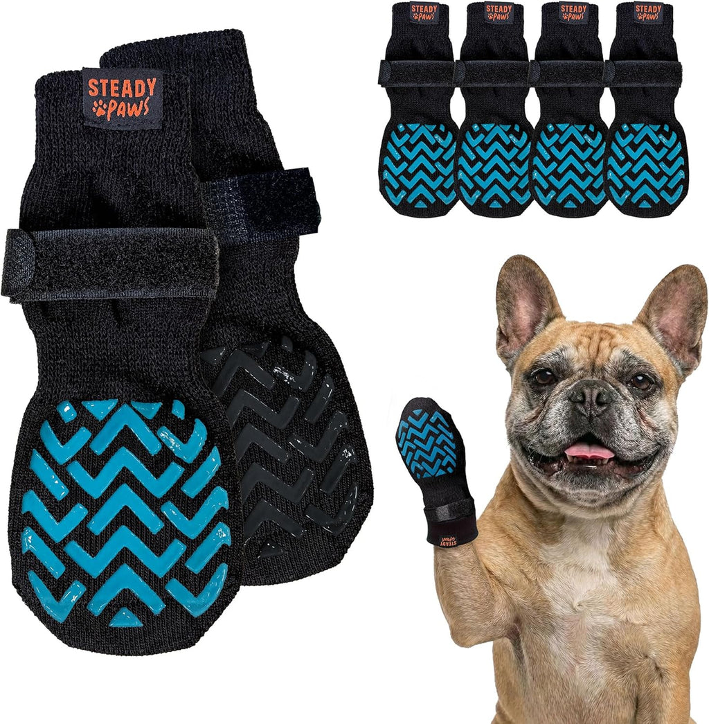 Anti-Slip Socks for Dogs - Breathable & Washable Non Slip Grippy Socks, Rubberized Paw & Adjustable Strap, Secure Fit to Prevent Slipping, Paw Protection for Senior Dogs, 4 Pack (Size L) - Image 11