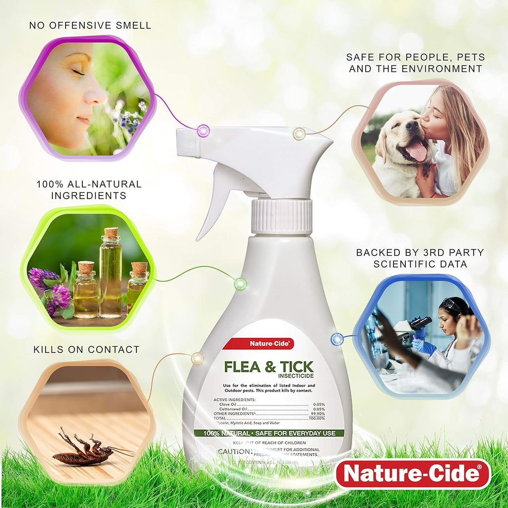 Back view of Nature-Cide flea and tick spray bottle