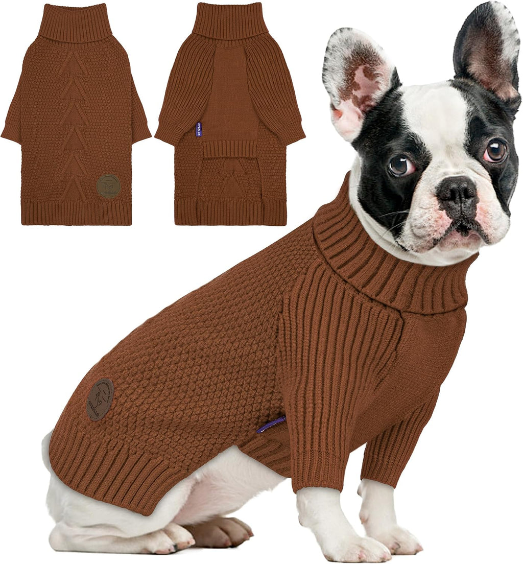 cyeollo Dog Sweaters for Small Dogs Boy, Pullover Turtleneck for Dogs Male, Knitted Doggy Fall Winter Warm Cold Weather Dog Clothes Apparel with Sleeves, Navy L - Image 10