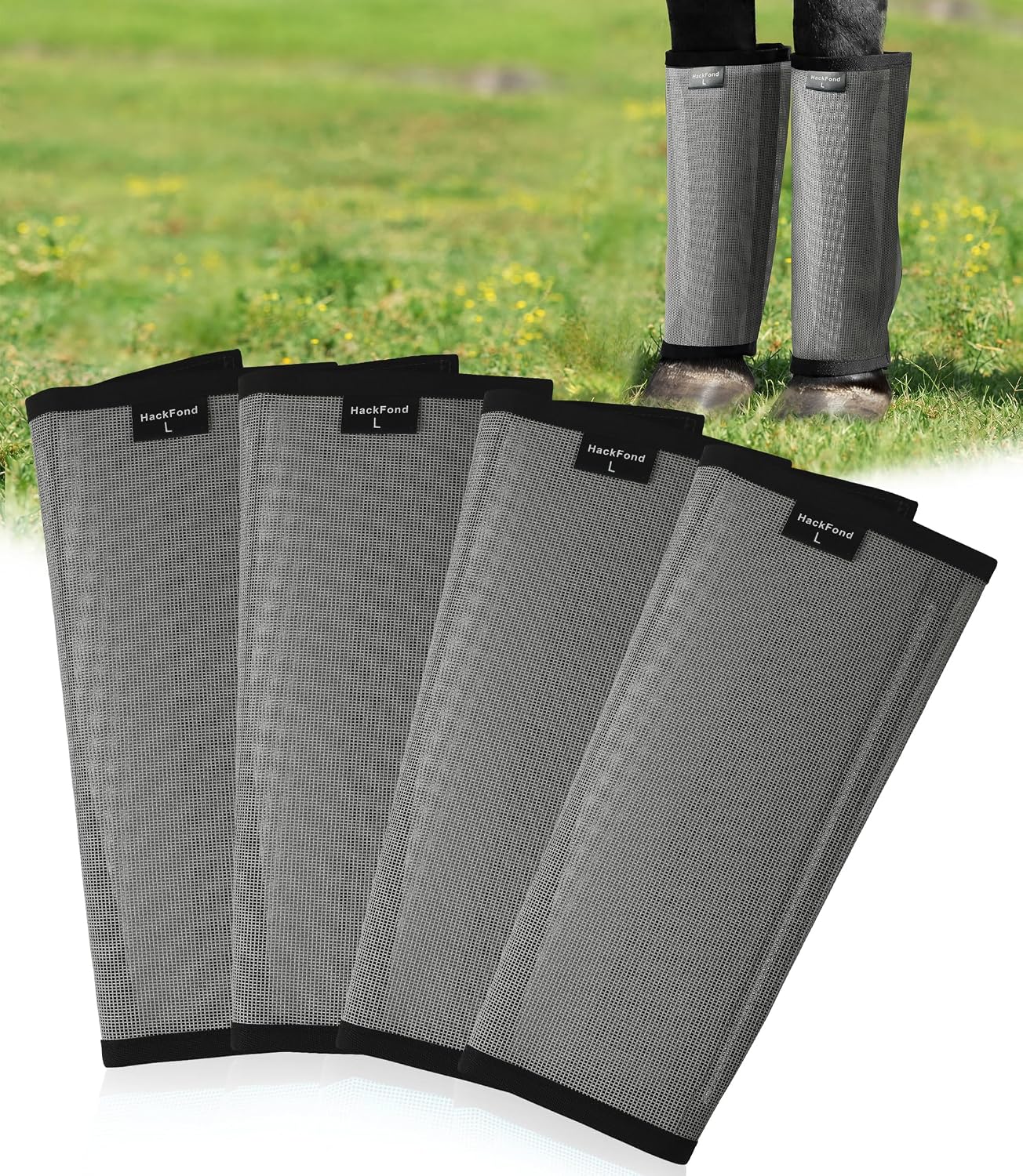 Breathable Mesh Horse Fly Boots - Equine Fly Leg Wraps for Insect & Scratch Protection, Comfortable Horse Leg Guards for Pasture, Trail Riding & Daily Use Set of 4 Sky Blue Large - Image 13