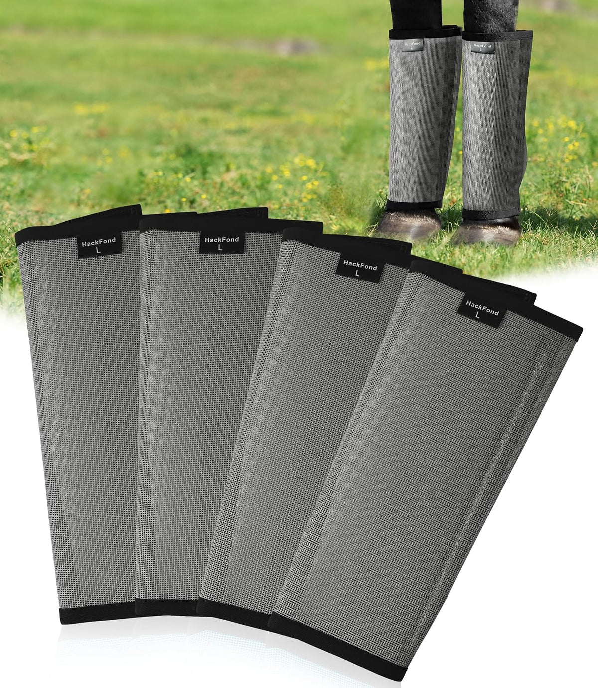 Breathable Mesh Horse Fly Boots - Equine Fly Leg Wraps for Insect & Scratch Protection, Comfortable Horse Leg Guards for Pasture, Trail Riding & Daily Use Set of 4 Sky Blue Large - Image 13
