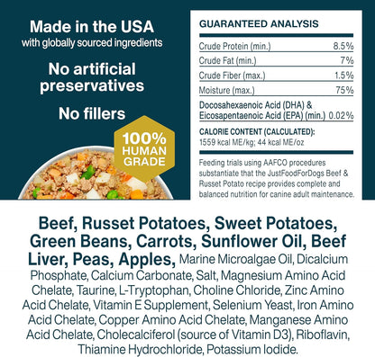 Nutritionally balanced fresh dog food portion for dogs