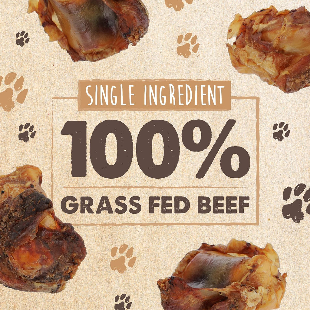 Close up of 8 pack beef knee caps for dogs