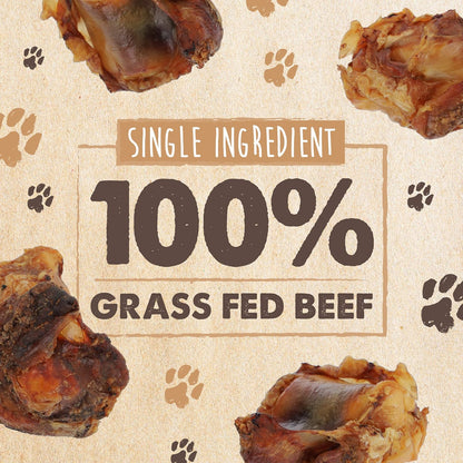 Close up of 8 pack beef knee caps for dogs