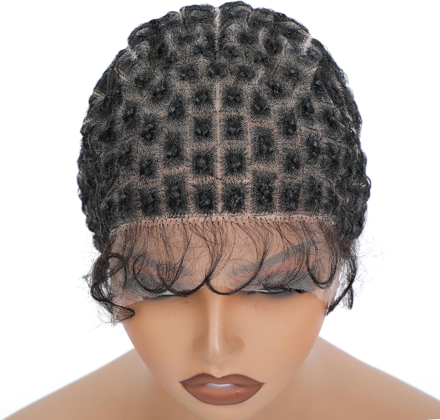 Freetress Braids double full lace crochet wig cap front view