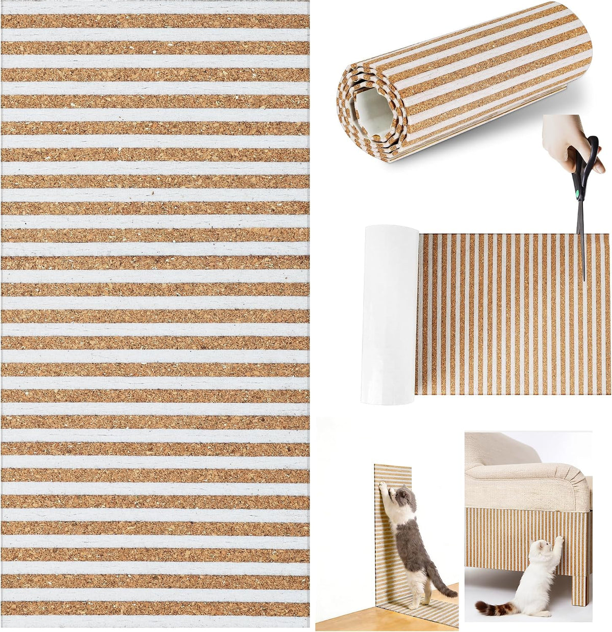 Natural Cork-Cat Scratch Pad-Cat Scratch Mat Rug-Avoid Cat Couch Protector-Cat Scratch Furniture Protector for Post/Sofa/Floor-Indoor Wall Scratchers-Cat Scratching Carpets-Stretching-Kitty Gifts - Image 10