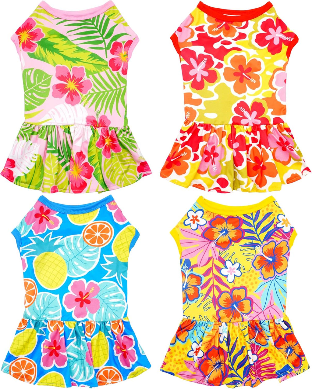 4PCS/Pack Floral Dog Dresses Sleeveless Spring Summer for XXXL Large Dogs Girl Female Red Green Yellow Purple Skirts Flower Sundress for Holiday Party Wedding Lightweight Breathable - Image 12