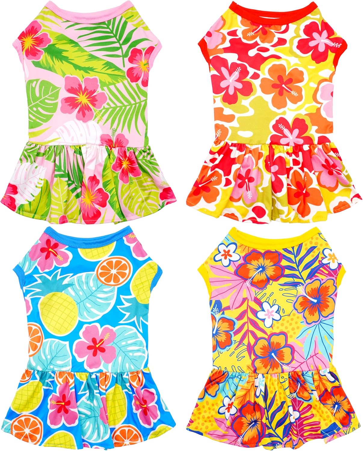4PCS/Pack Floral Dog Dresses Sleeveless Spring Summer for XXXL Large Dogs Girl Female Red Green Yellow Purple Skirts Flower Sundress for Holiday Party Wedding Lightweight Breathable - Image 12