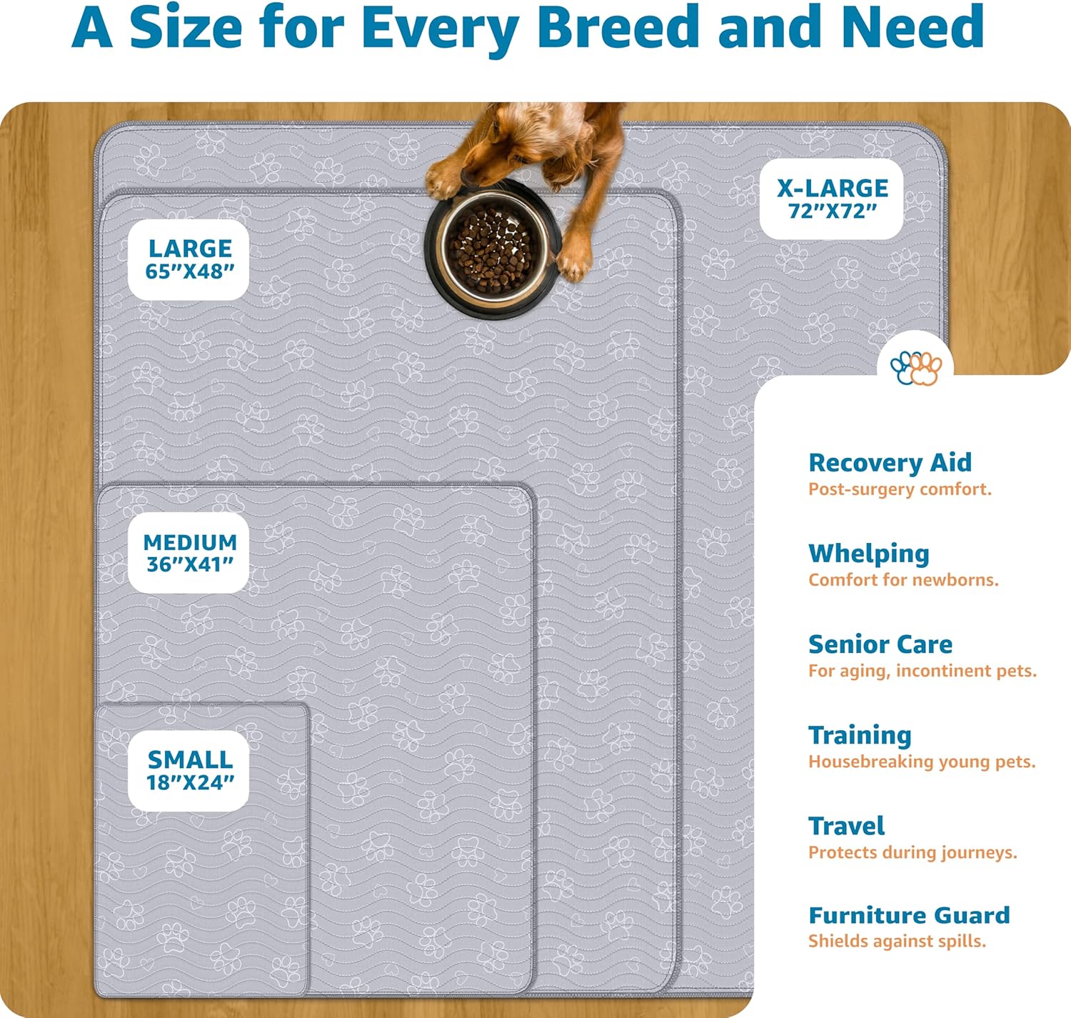 Improvia pee pad inside a dog crate for floor protection