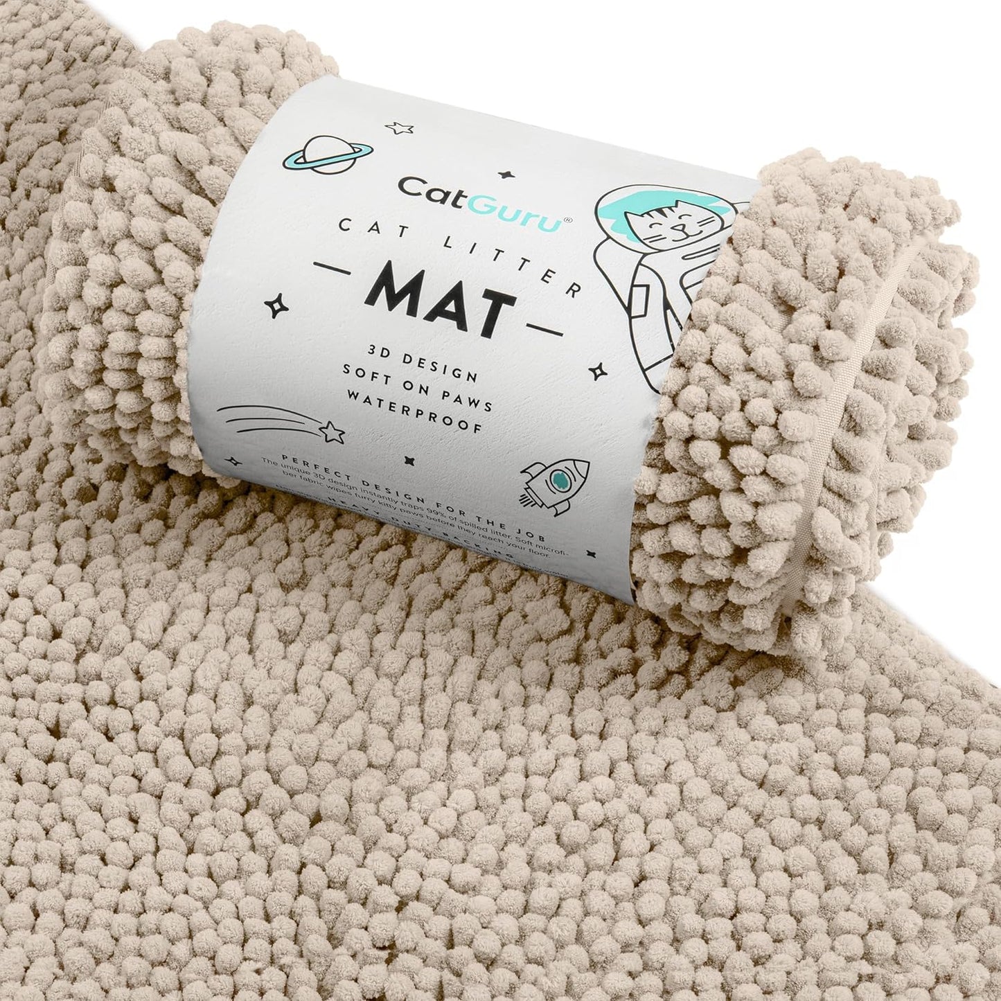 CatGuru Cat Litter Mat, Medium, Extra Large, XXL, Waterproof Litter Box Mat, Non Slip Kitty Litter Mat, Machine Washable Litter Trapping Mat, Soft Litter Tray, Cat Stuff (Medium, Gray/Heavy-Duty) - Image 9