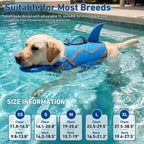 Adjustable pet flotation vest with dorsal shark fin and reflective trim