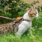H shaped adjustable feline harness laying flat showing full size dimensions