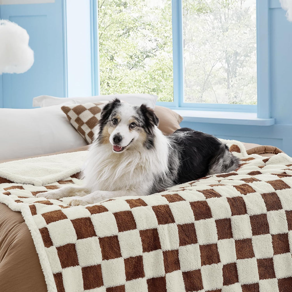LE SURE Waterproof Puppy Blanket for Small Dogs - Washable Double Sided Dog Blankets with Warm Jacquard Shag and Soft Sherpa Fleece, Pet Cat Blanket for Couch Protection, 3D Textured Cloud, Blue - Image 13