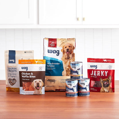 Wag jerky treats ingredient label and USA branding