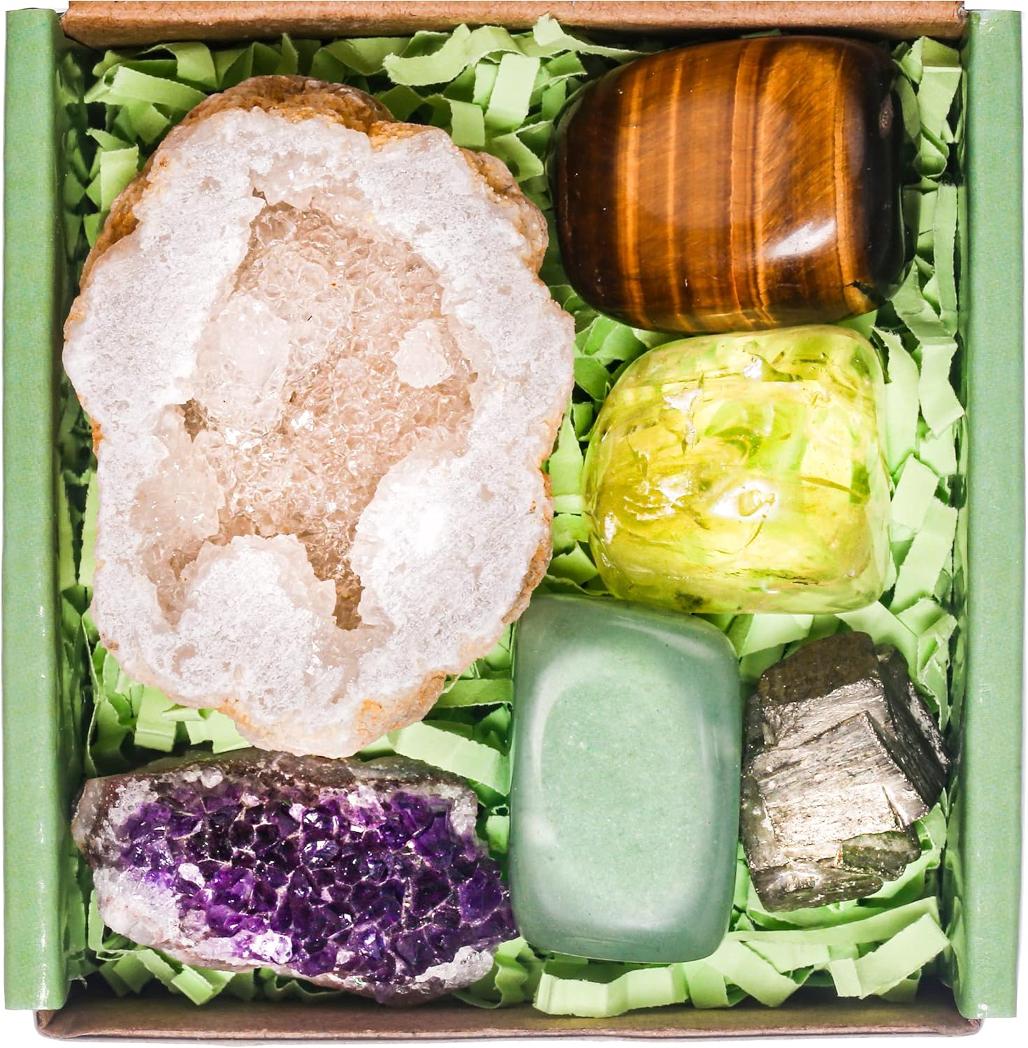 QianCannaor Crystals and Healing Stones Set front view showing the 23-piece abundance kit.