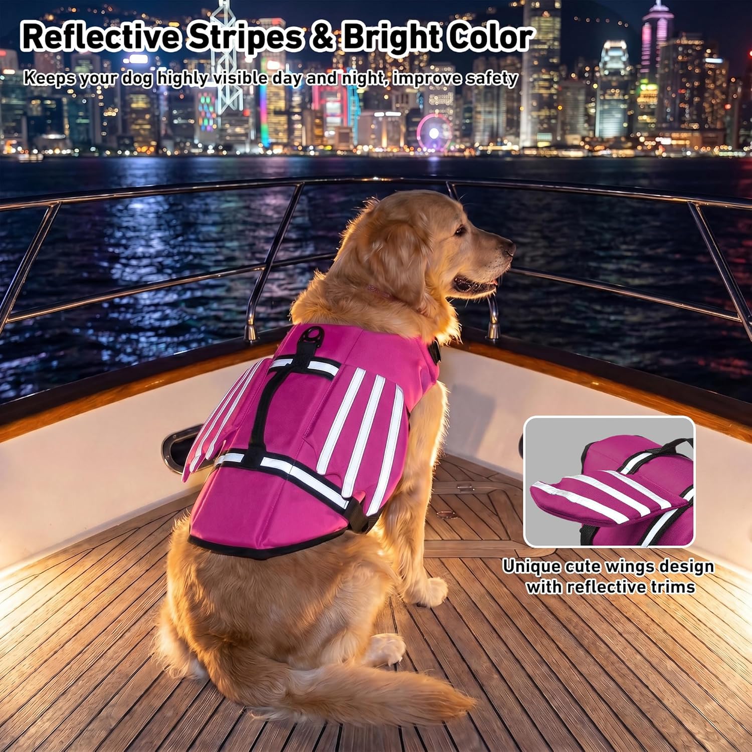 Petglad dog swim vest close up of the front chin float support.