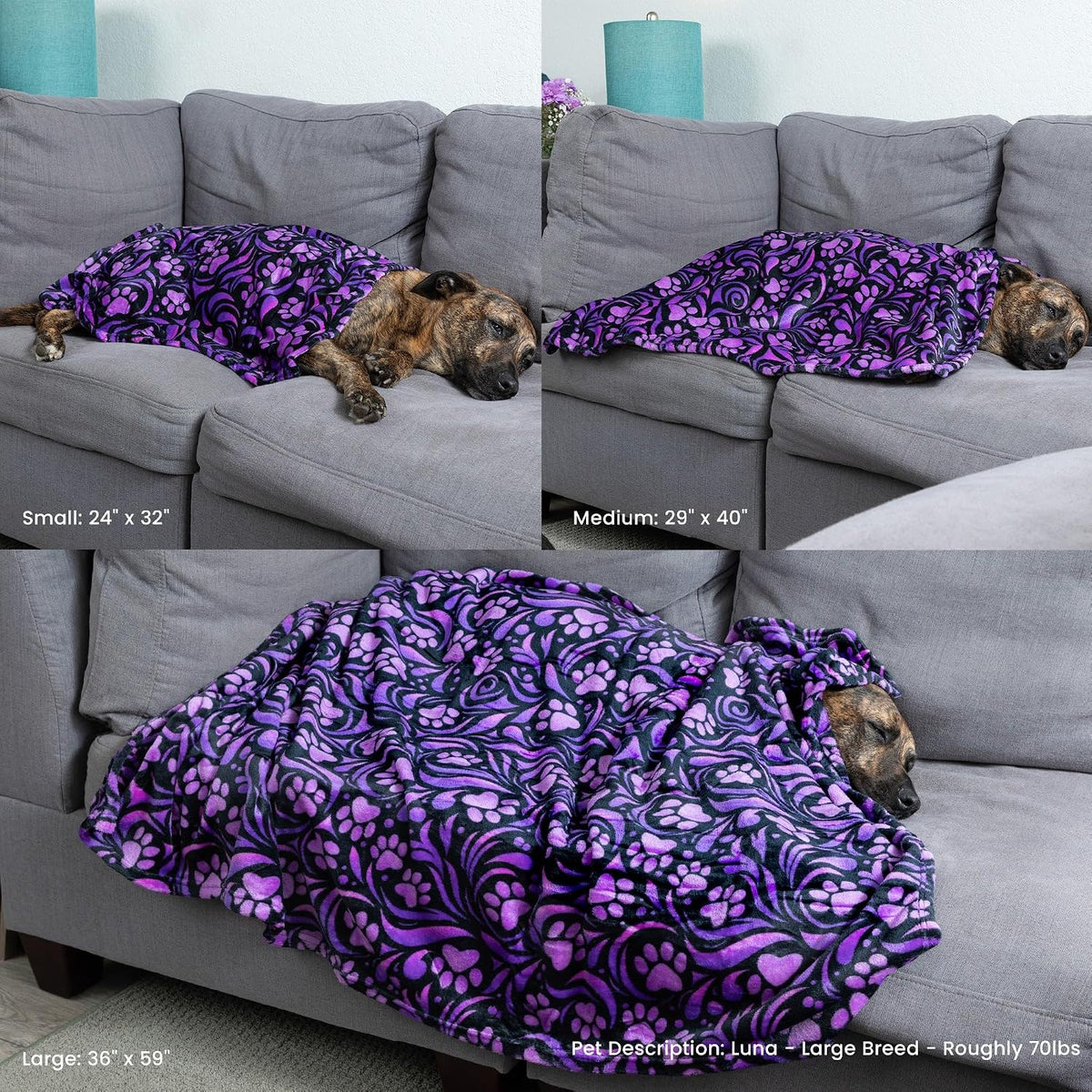 Cozy large size pet blanket for large dog breeds close up texture.