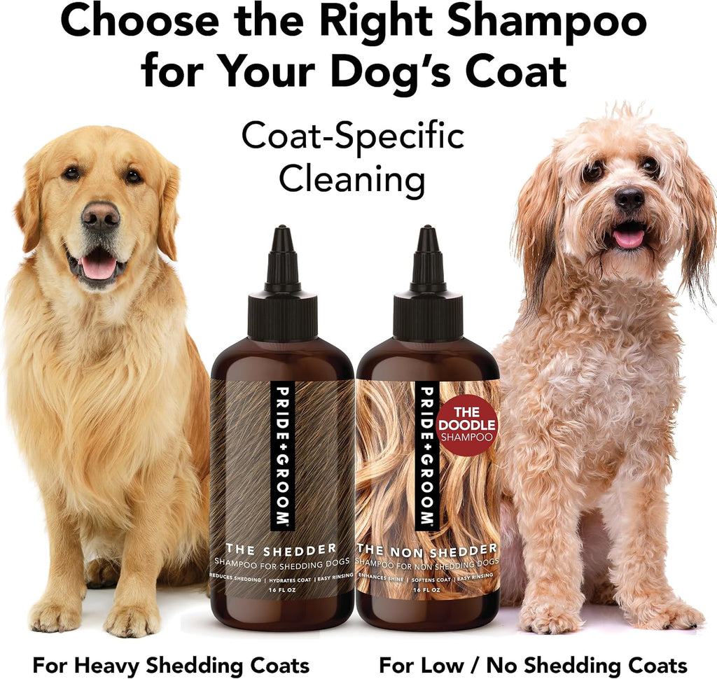 All natural dog deshedding shampoo with essential oils for curly and wavy coats.