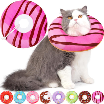 Kitten sleeping peacefully wearing Hpetppy soft donut cone