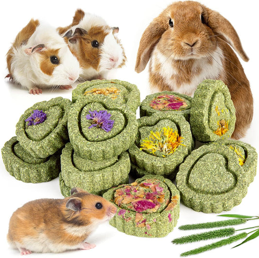Sofier Timothy Hay Treats front view of the 12-piece small pet chew toys packaging.