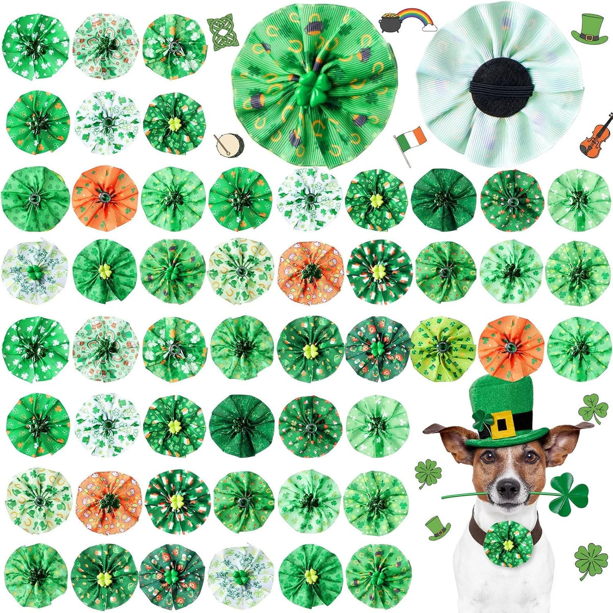 Huhumy 50 Pcs Summer Collar Bows for Dogs Hawaiian Bow Ties Flowers Charms Attachment for Small Medium Large Dogs Cats Collar Accessories Summer Party Costumes - Image 10