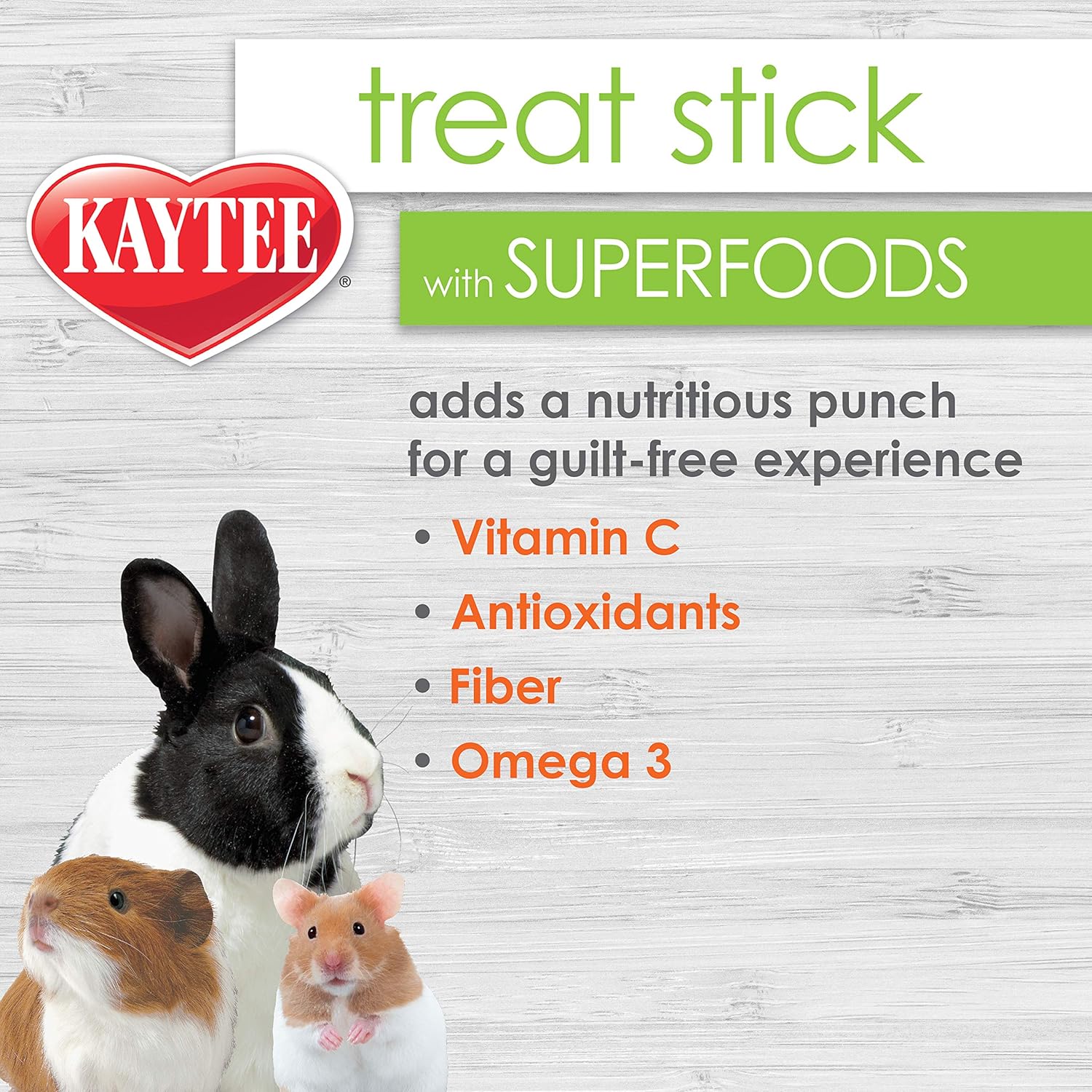 Kaytee five point five ounce superfood treat stick closeup view of fruit topping