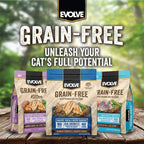 Bowl filled with Evolve dry cat food kibble