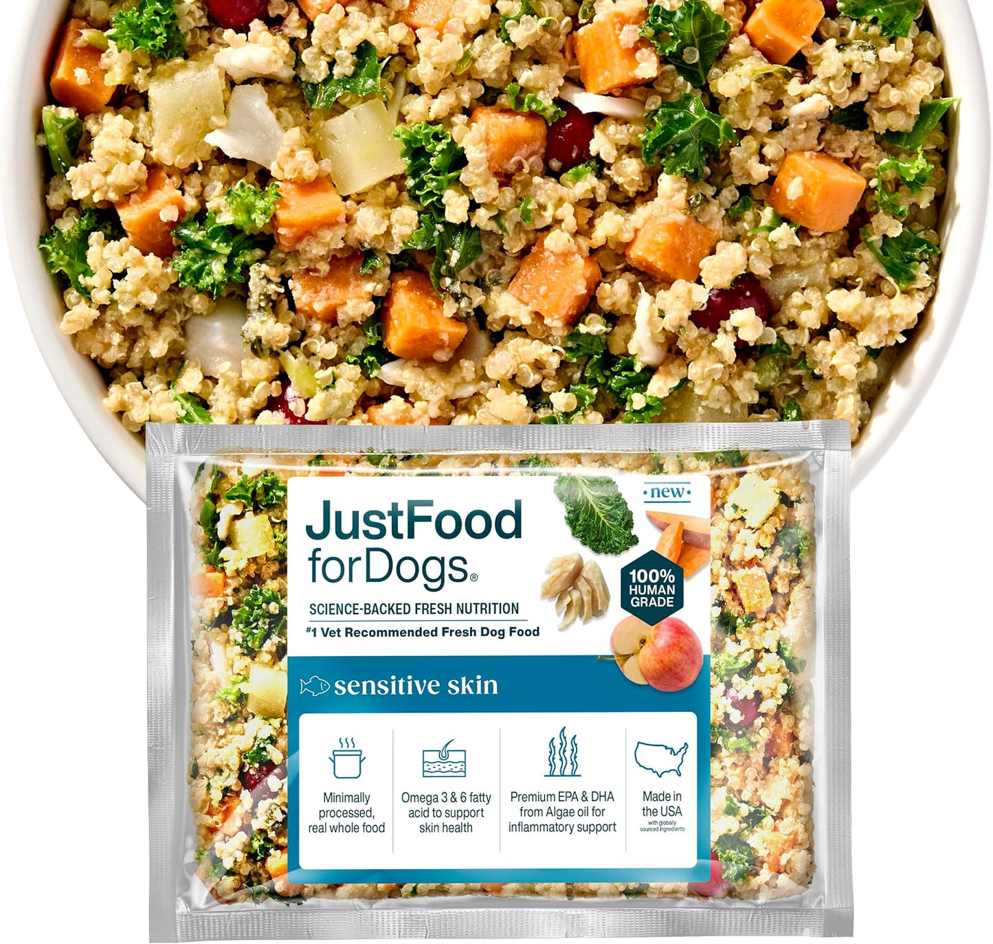 JustFoodForDogs Frozen Fresh Dog Food for Sensitive Skin Allergies, Joint Health, Complete Meal or Human Grade Dog Food Topper, Joint & Skin Support, 18 oz (Pack of 7) - Image 11