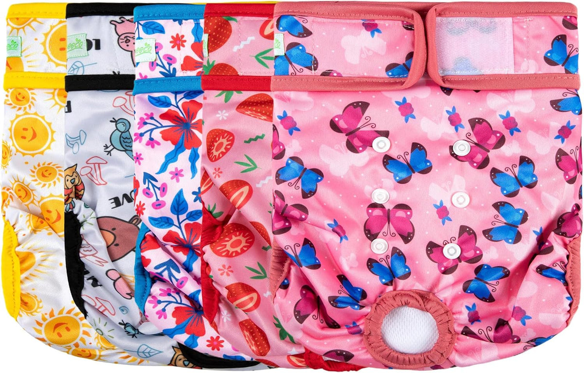 wegreeco Female Dog Diapers, Washable Reusable Pet Puppy Doggie Diapers for Small Medium Large Female Dogs in Heat Period, Doggy Period Panties, 5 Pack, Medium - Image 10