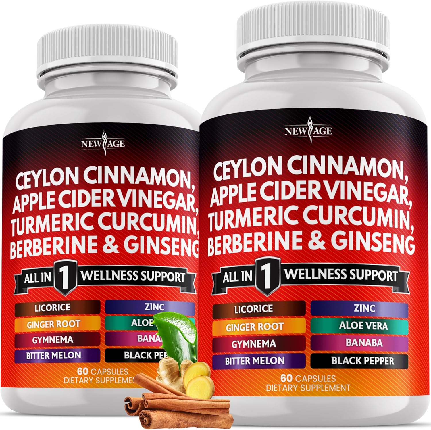 New Age Ceylon Cinnamon Turmeric 14-in-1 supplement bottle front view