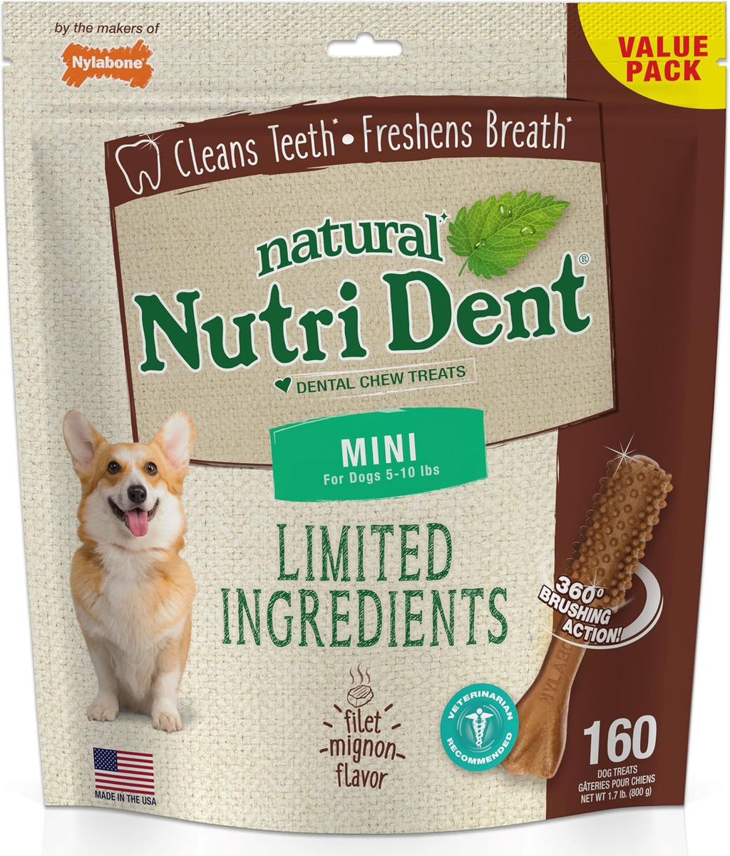 Nylabone Nutri Dent Natural Dental Chews for Dogs, Limited Ingredient Dog Treats Made in the USA, Clean Teeth & Fresh Breath, Healthy Dog Chews, Fresh Breath Flavor, For X-Small Dogs, (160 Count) - Image 11